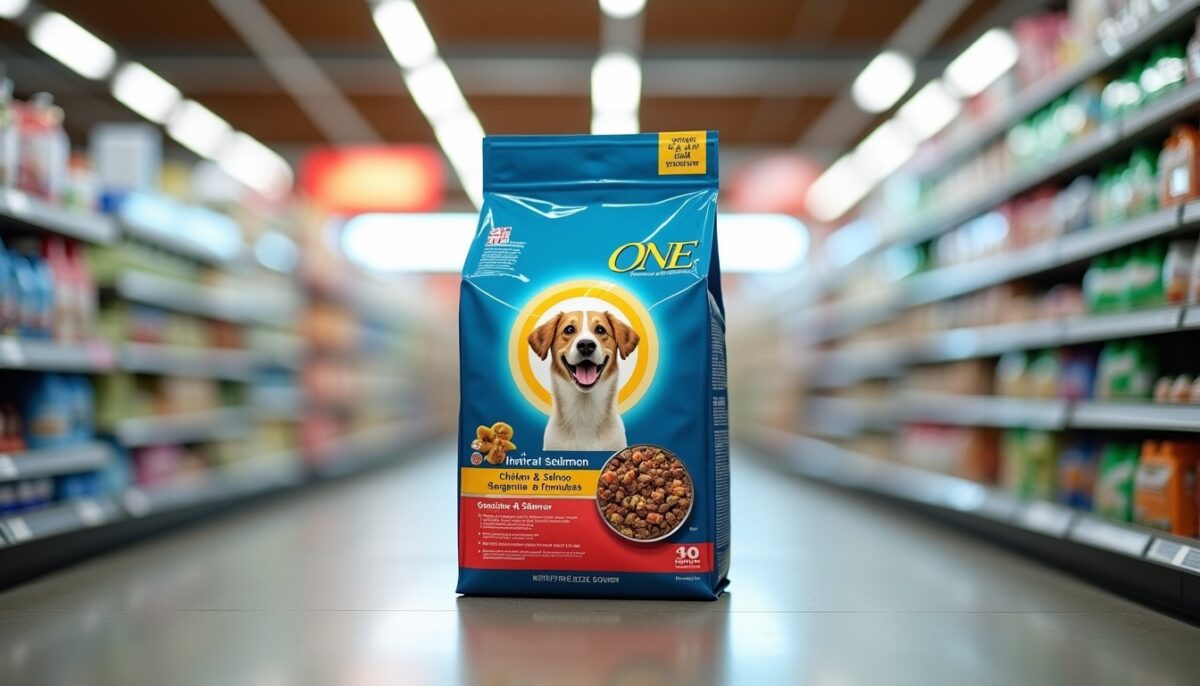 Croquettes Purina One pour chien : poulet, saumon et formules spéciales pour peaux sensibles disponibles chez Leclerc